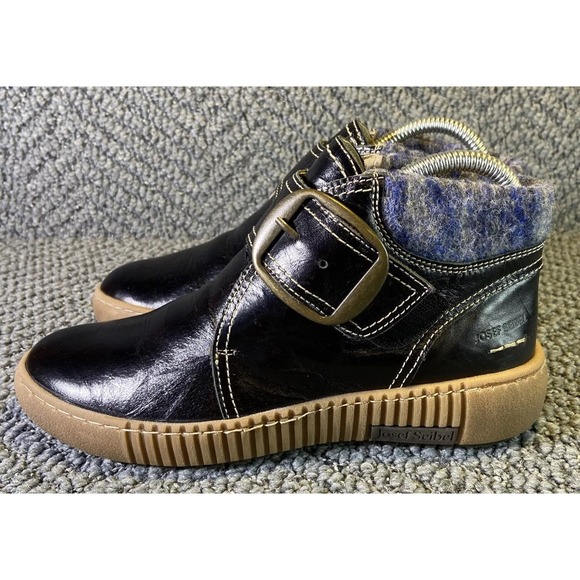 Josef Seibel Maren 25 Black Ankle Boots Leather Buckle Strap Sz 37 Sz 7 - Picture 3 of 13